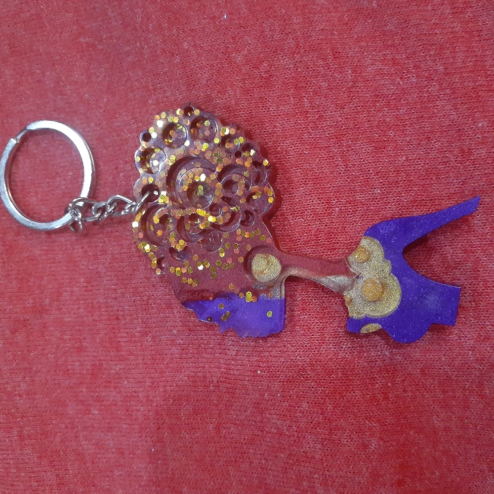 Swirly Afro Puff Keychain